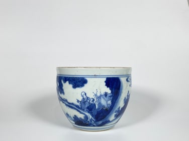 A Blue and White 'Figural' Jardiniere