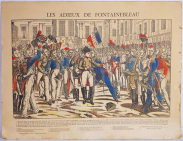 Les Adieux De Fontainebleau Colored Engraving