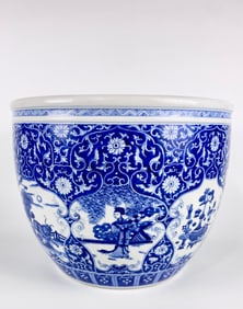 Chinese Blue And White 'Figural' Jardiniere