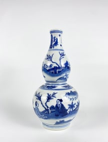 Chinese Blue And White 'Figural'Double-Gourd Vase