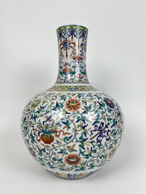Rare Chinese Doucai And Famille Rose 'Anbaxian' Globular Vase