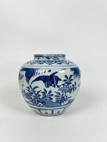 Chinese Blue And White 'Bird' Jar