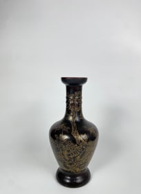 Chinese Gilt-Decorated Black-Ground 'Phoenix And Peony' Vase