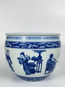 Chinese Blue And White 'Ladies' Jardiniere