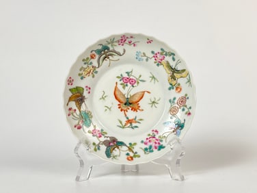 Chinese Famille Rose 'Butterfly And Flower' Dish