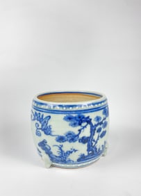 Chinese Blue And White 'Figural' Tripod Censer