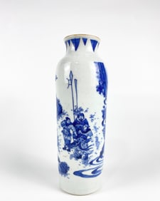 Chinese Blue And White 'Figural' Sleeve Vase