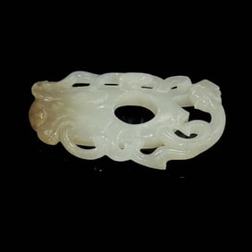 Chinese Carved Hetian Jade 'Chilong' Pendant