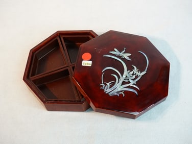 Chinese Inlay Mother of Pear Lacquer Box