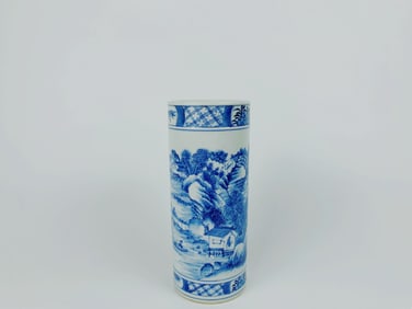 Chinese Blue and White 'Landscape'Vase, Qing Dynasty