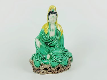 A Biscuit Sancai-Glazed Figure of Guanyin 19th-20th Century
