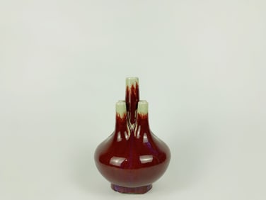 A Chinese Qing Dynasty Flamble-Glazed Multi-Spouted Vase