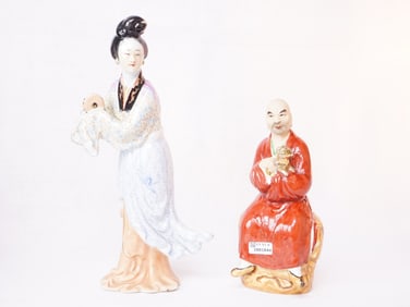 Fine Chinese Famille Rose Porcelain Statues