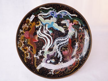 Japanese Cloisonne Charger 19th Century Meiji Period
