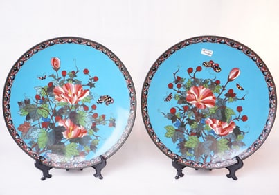A Pair of Japanese Cloisonné Plates, 1900s