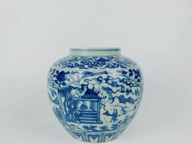 An Impressive and Finely Painted Large Blue and White ‘Four Scholarly Pursuits’ Jar, Jiajing