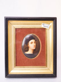 Raffaello Sanzio Portrait Painted Porcelain Plaque