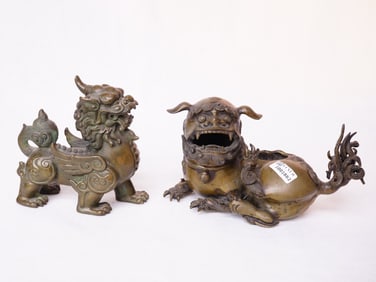 Two Chinese Bronze 'Foodog'statue