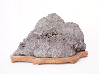 Chinese Scholar Rock with Wooden Base