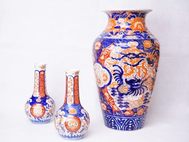 Lot of Three Japanese Imari Porcelain Vses