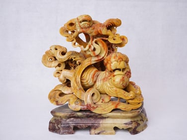 A Fine Chinese Soapstone Foolion Statue