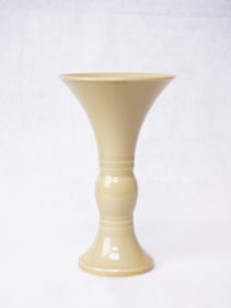 Chinese Olive Yellowish Beaker Vase, Gu