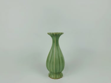 Chinese Celadon-Glazed Lobed Vase