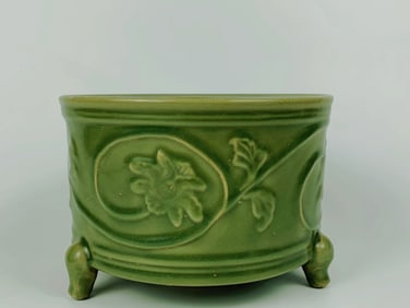 Chinese Longquan Celadon 'Floral' Tripod Censer