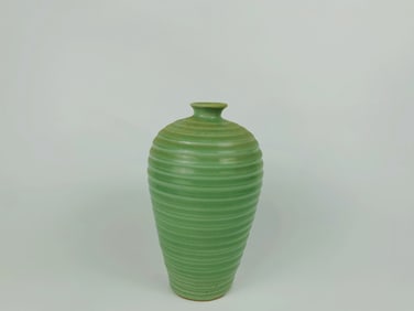 A Longquan Celadon Horizontally-Ribbed Meiping Vase