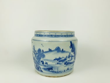 Chinese Blue and White Porridge Jar