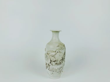 A Chinese Biscuit-Fired Rouleau Vase, Wan Bing Rong Mark, 20th Century