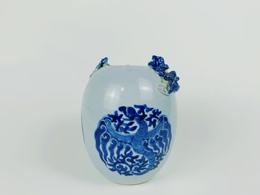 A Chinese Blue and White Ovoid Vase, Qianlong Seal Mark 20th Century