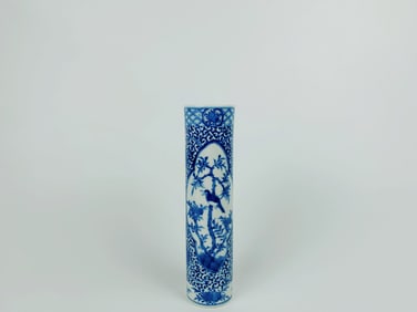 Chinese Blue and White Sleeve Vase , Late Qing Dynasty