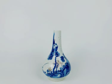 A Chinese Blue and White and Copper Red 'Landscape ' Vase