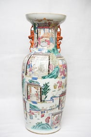 A Rare Large Chinese Famille Rose 'Figural' Vase,19th Century