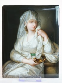 A Berlin (K.P.M.) Rectangular Plaque, Dame Als Vestalin Late 19th/20th Century