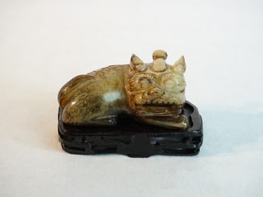 Chinese Jade Carving of A Horned Mythical Creature