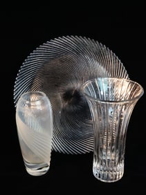 Crystal Two Vases and Charger