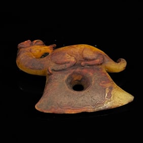 Chinese Carved Hetian Jade 'Dragon' Axe Group