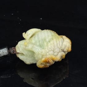 Chinese Carved Hetian Celadon and Russet Jade 'Five Poisons' Pendant