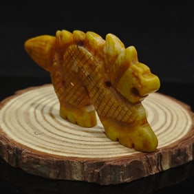 Chinese Hetian Russet Jade Carving of A Dragon