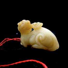 Chinese Hetian Jade Carving of A Mythical Beast