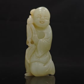 Chinese Hetian Jade Carving of A Boy