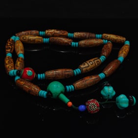 Chinese Turquoise and Agate Beads Necklace