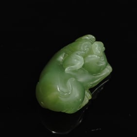 Chinese Hetian Jade Carving Zodiac Figure of A Pig