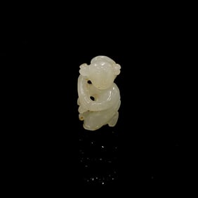 Chinese Carved Hetian Jade Figure of A Boy