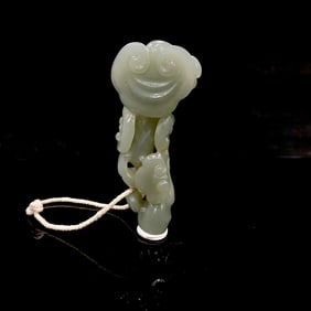 Chinese Hetian Jade Carving 'Lingzhi' Ruyi Pendant