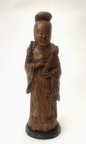 A Chinese Carved Bamboo Figure of Guanyin,Qing Dynasty