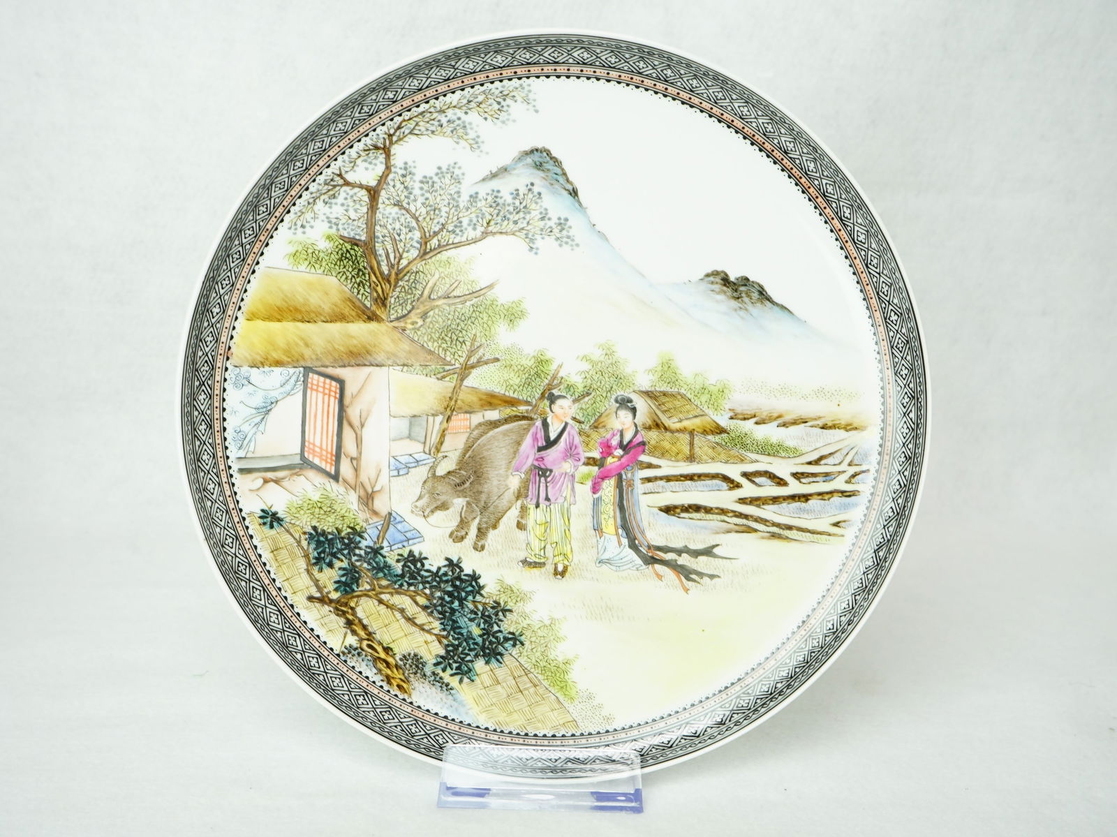Chinese Enameled Porcelain Wall Plate By Du Xiaolou , Republic Period (1 of 9)