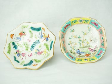 Lot of 2 Chinese Famille Rose Footed Dishes, 19th Century